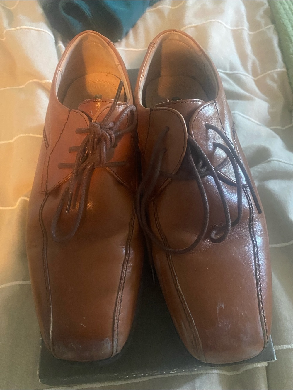 Florsheim boys  Brown Leather Lace-Up Dress Shoes